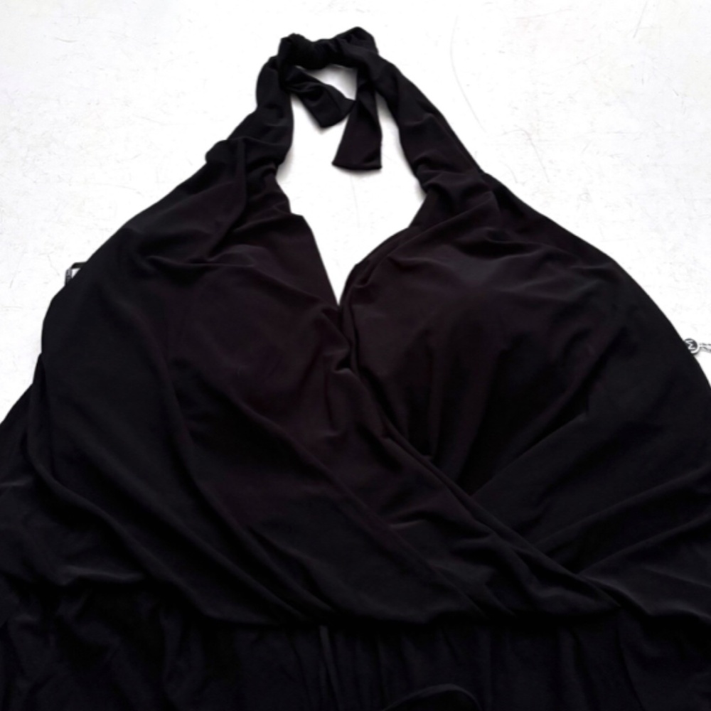 Magicsuit Black Halter Surplice Skirted One-Piece - Picture 2 of 5